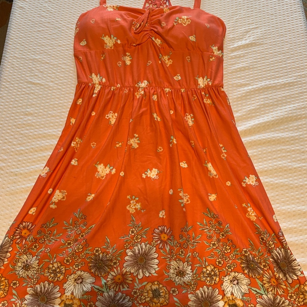 NOBO Orange Floral Backless Dress